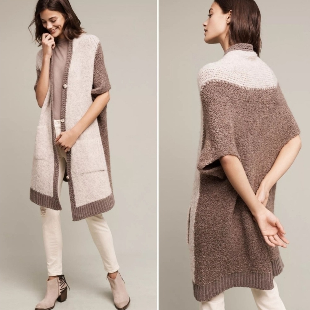 Anthropologie Sleeping On Snow Wool Mohair Cardigan Long Textured Cozy One Size